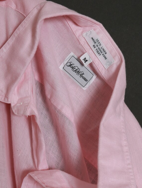 Vintage 90s Saks fits Avenue pink linen blouse - image 2