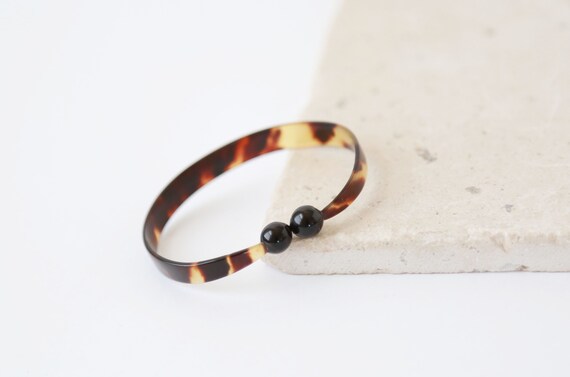 Tortoise bakelite cuff | vintage 1940s tortoise sh