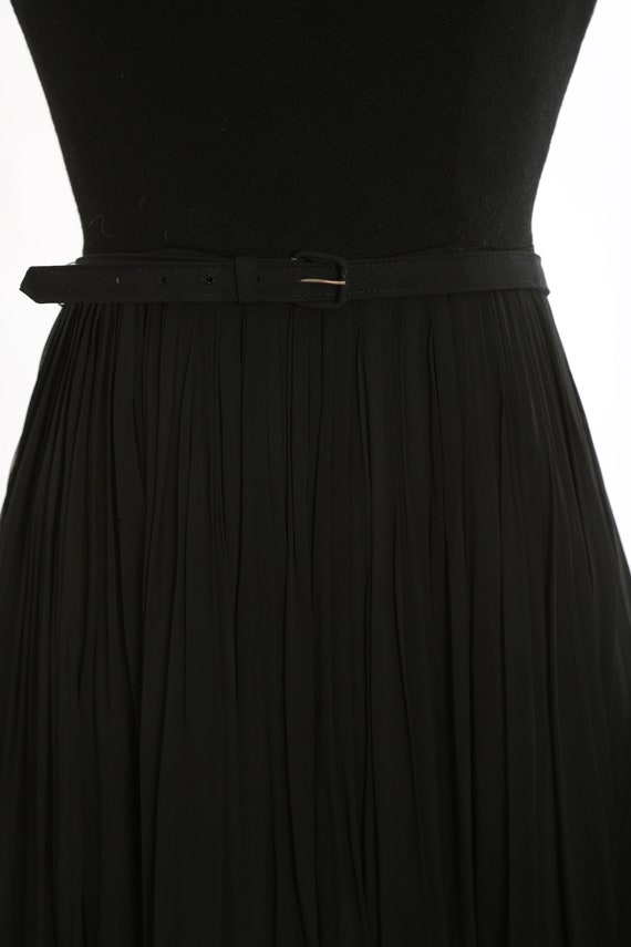 Vintage 50s black knit silk mini dress - image 3