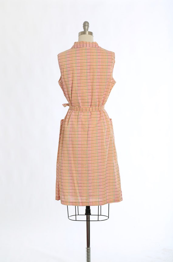 Vintage 70s pink pastel plaid shirt dress - image 6