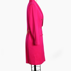 Hot pink suit dress Vintage 90s pink tuxedo wool suit dress image 4