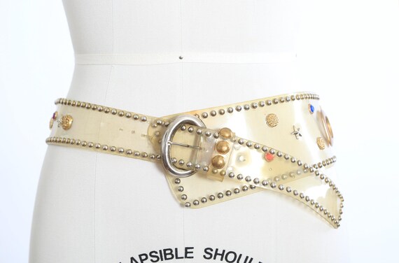 Vintage 80s Clear Gold Studded Star Rhinestone Belt - Etsy display picture 3
