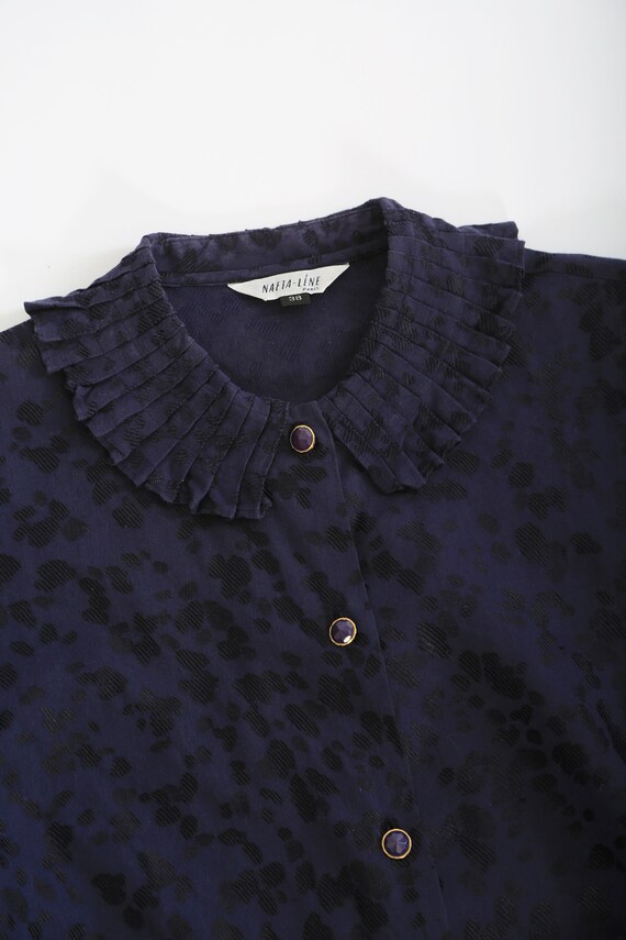 French leopard print blouse | Vintage 90s blue le… - image 2