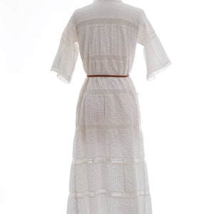 Vintage 70s Mexican white cotton crochet Dress image 8