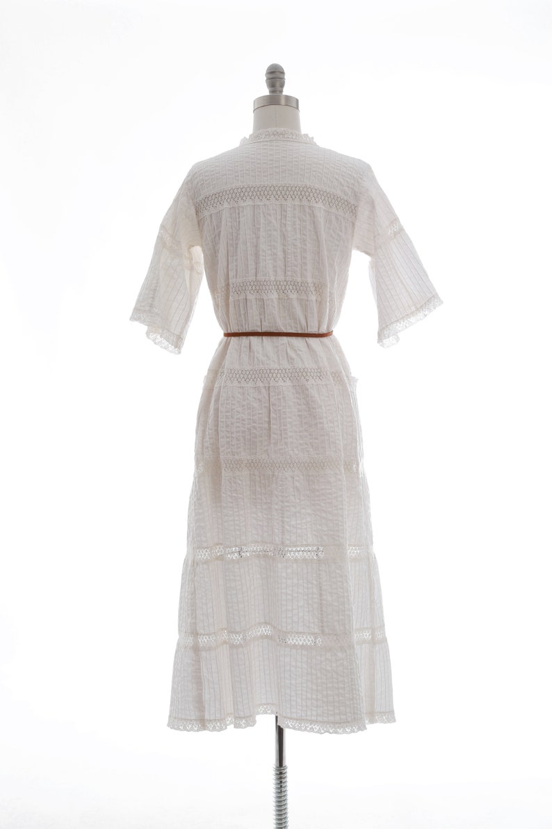 Vintage 70s Mexican white cotton crochet Dress image 8