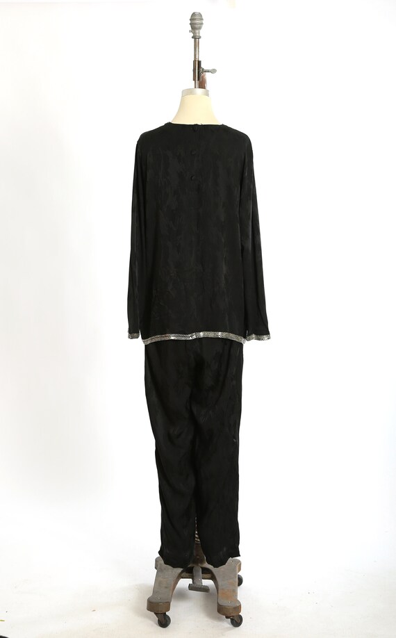 Minimalist silk set | Vintage black silk beaded 2… - image 7
