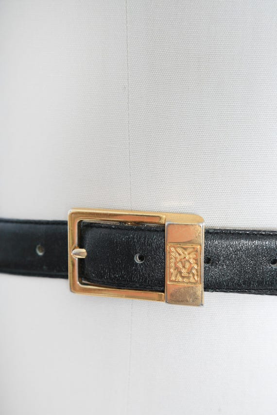 Anne Klein Black Belt with Square Buckle Anne Klein Square Oval Buckle Pants Belt | Belk main image 2