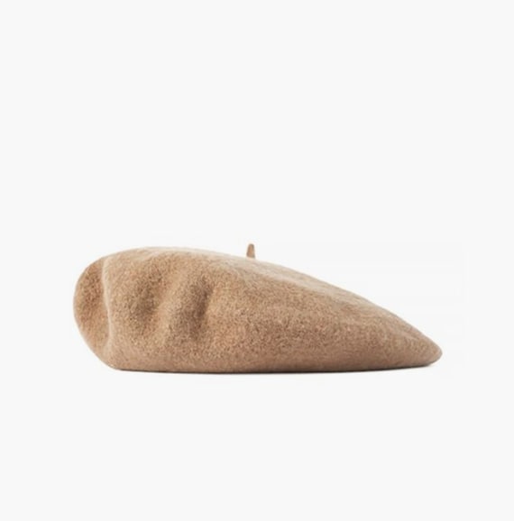 Camel Beret hat | Vintage 90s brown wool beret