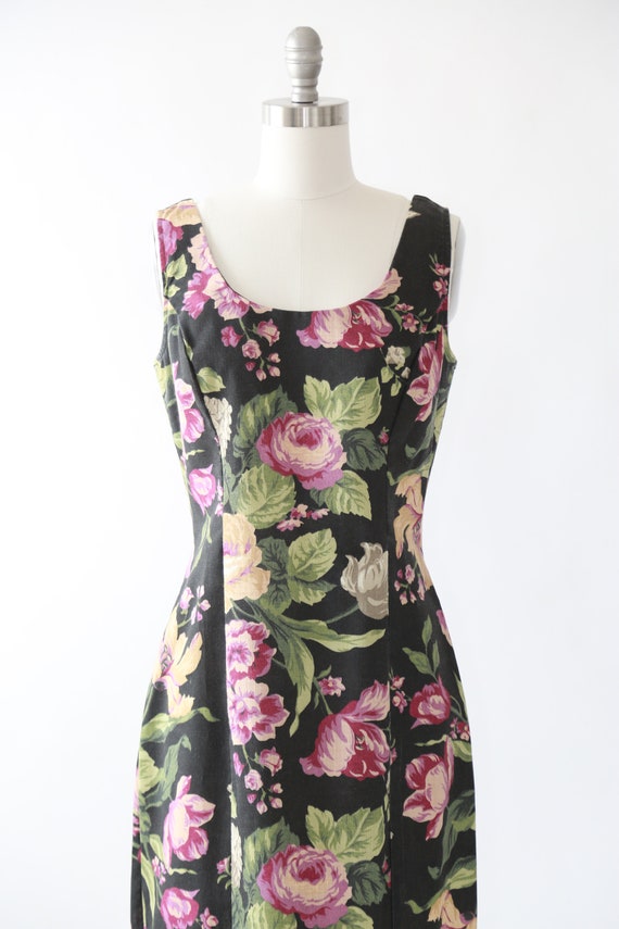 90s dark floral maxi dress - image 3