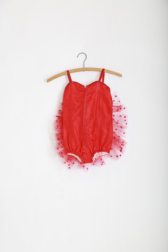 Vintage 50s red satin sequin tulle kids dance cos… - image 4