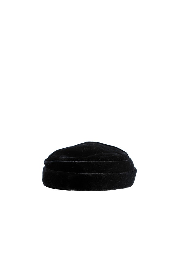 Vintage 50s black velvet rhinestone Beret hat - image 6