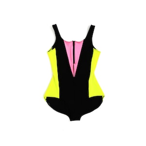 80s NEON one piece bathing suit swimsuit