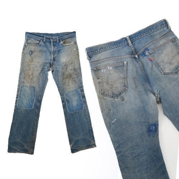 Best patchwork levis | Vintage 60s Levis jeans W35