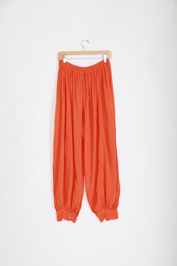 Vintage 90s orange Harem rayon pants - image 2