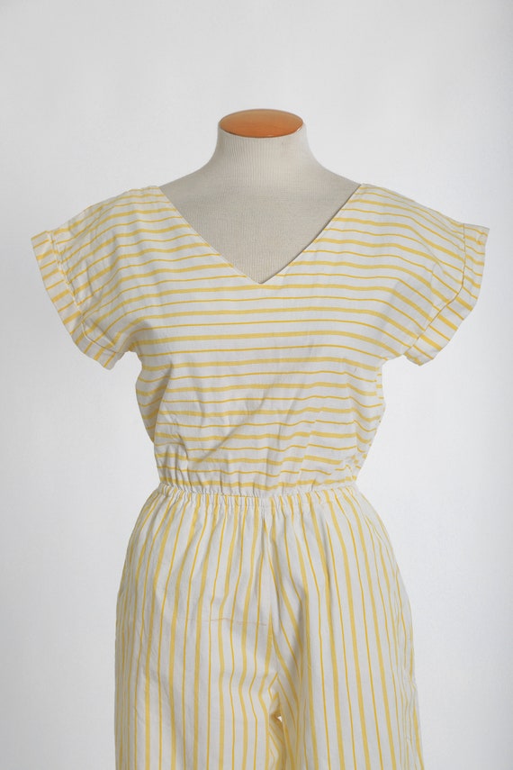 80s backless jumpsuit |  Vintage 1980s yellow str… - image 3