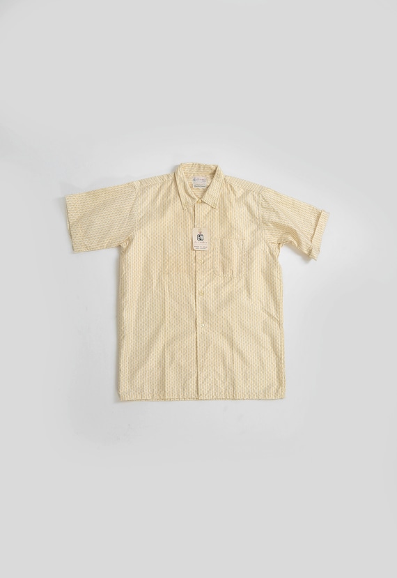 50s cotton shirt | Vintage 1950s deadstock yellow 