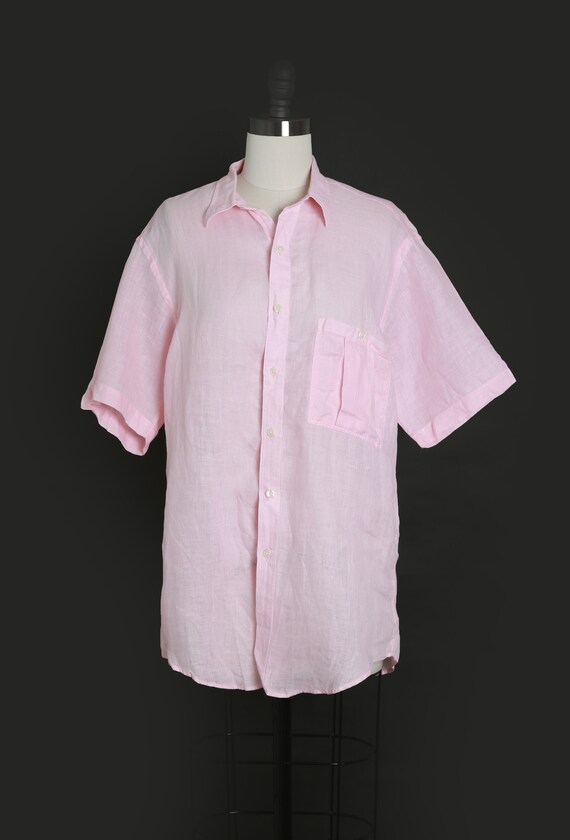 Vintage 90s Saks fits Avenue pink linen blouse - image 6