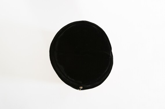 Vintage 50s black velvet rhinestone Beret hat - image 3