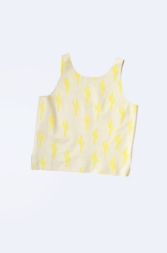 Vintage hand painted cactus leather tank top | Fes