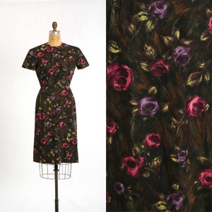 Vintage 60s impressionist floral cotton dress