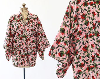 Rose haori  | Vintage 1940s silk kimono | 40s floral silk kimono jacket