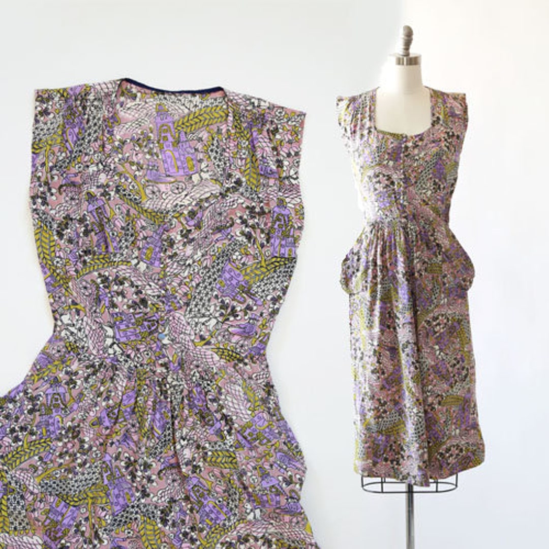 Cendrillon Silk Dress Vintage 40s Silk Dress 1940s Novelty - Etsy