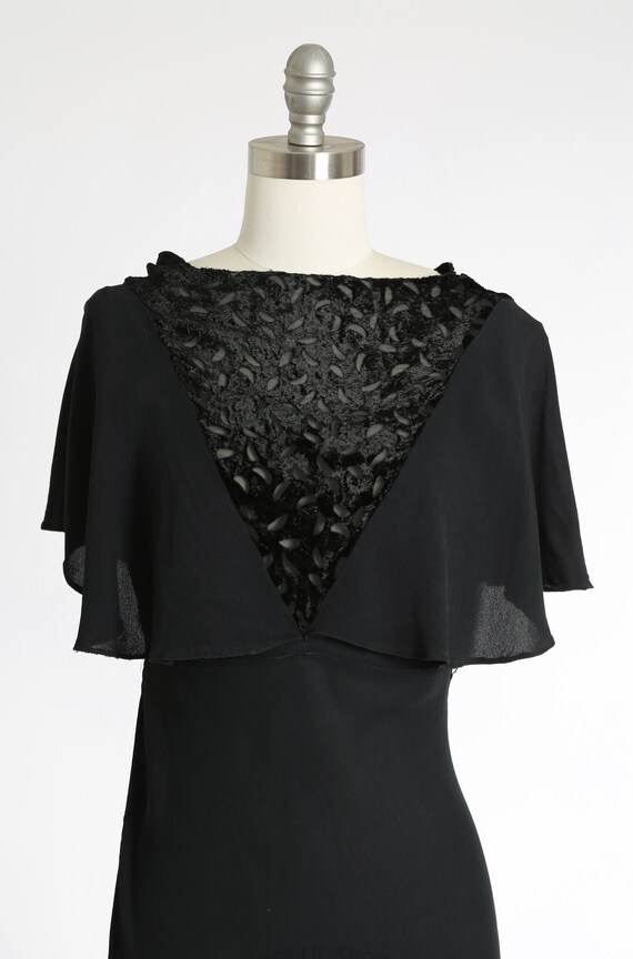 30s silk velvet dress | Vintage 30s black silk bu… - image 3