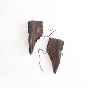 Vintage 90s brown leather buckle ankle boots sz. 10 image 1