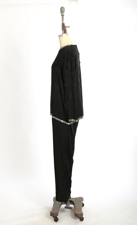 Minimalist silk set | Vintage black silk beaded 2… - image 6