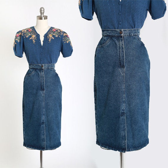 Pioneer wear jean skirt | Vintage 80s Denim skirt