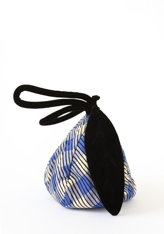 Vintage 40s velvet purse | 1940s single strap lea… - image 2