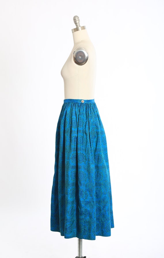50s silk skirt | Vintage 1950s blue + green flora… - image 7