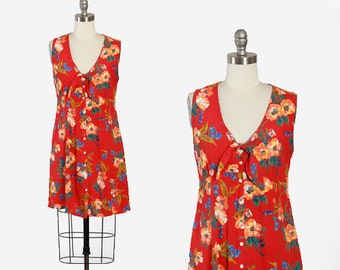 90s GAP cutout tie front floral mini dress