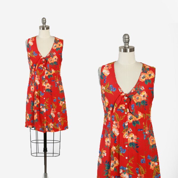 90s GAP cutout tie front floral mini dress