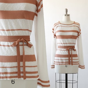 Solé Crochet sweater | Vintage 70s Saks Fifth Avenue striped knit top | crochet knit sweater