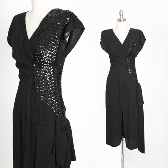 Killer diller 40s dress | Vintage 40s black sequin