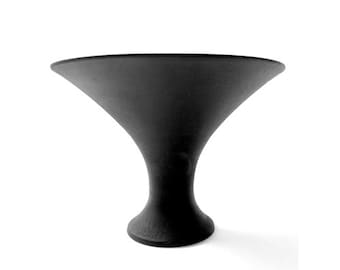 Vintage Mid Century Modern Architectural pottery Vase | Matte black stoneware planter