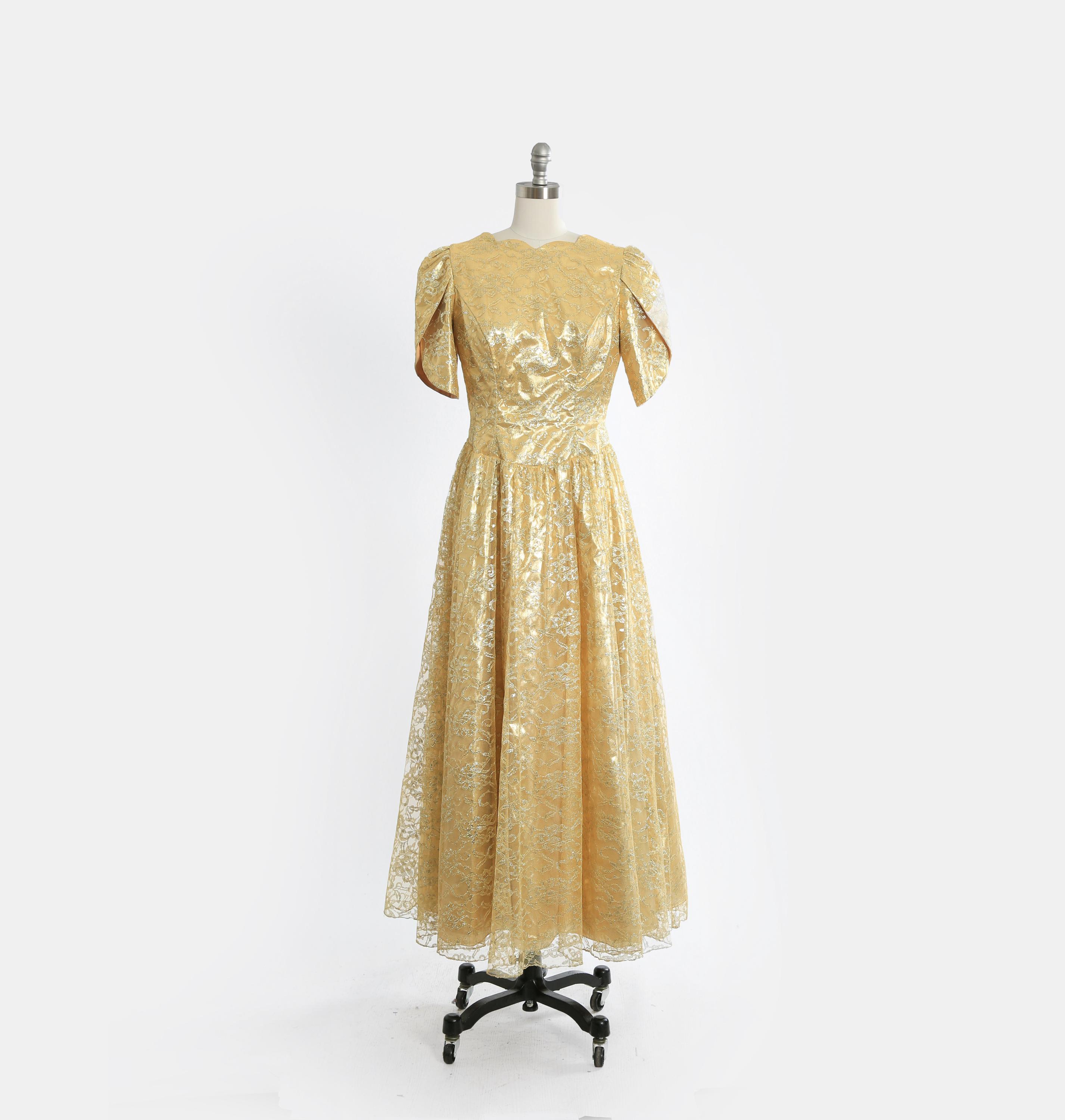 70s gold lame dress Gold Formal Gala Dress at Miss Mirelle Dress Canada
