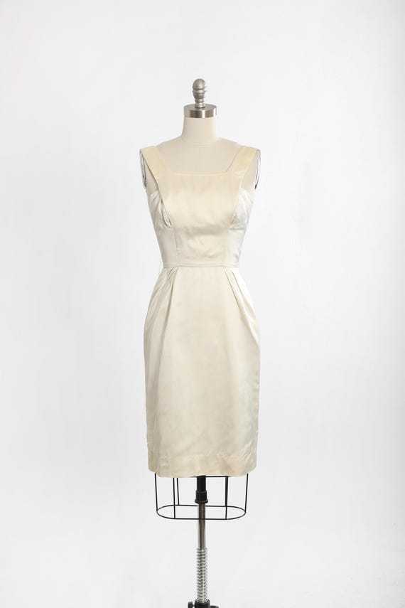 50s Lilli Ann dress | Vintage 1950s ivory Lilli Ann silk satin wiggle dress