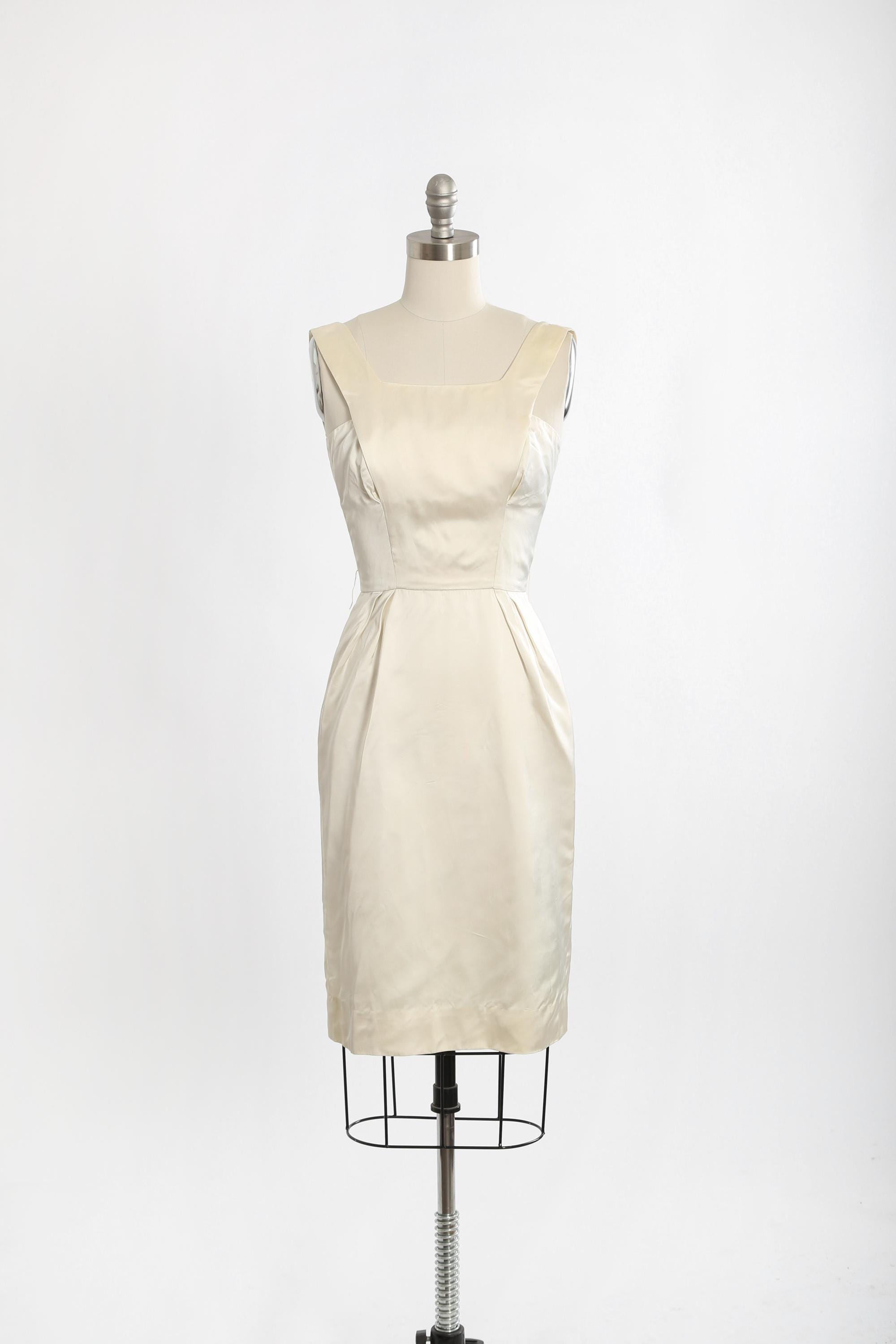 50s Lilli Ann dress | Vintage 1950s ivory Lilli Ann silk satin wiggle dress