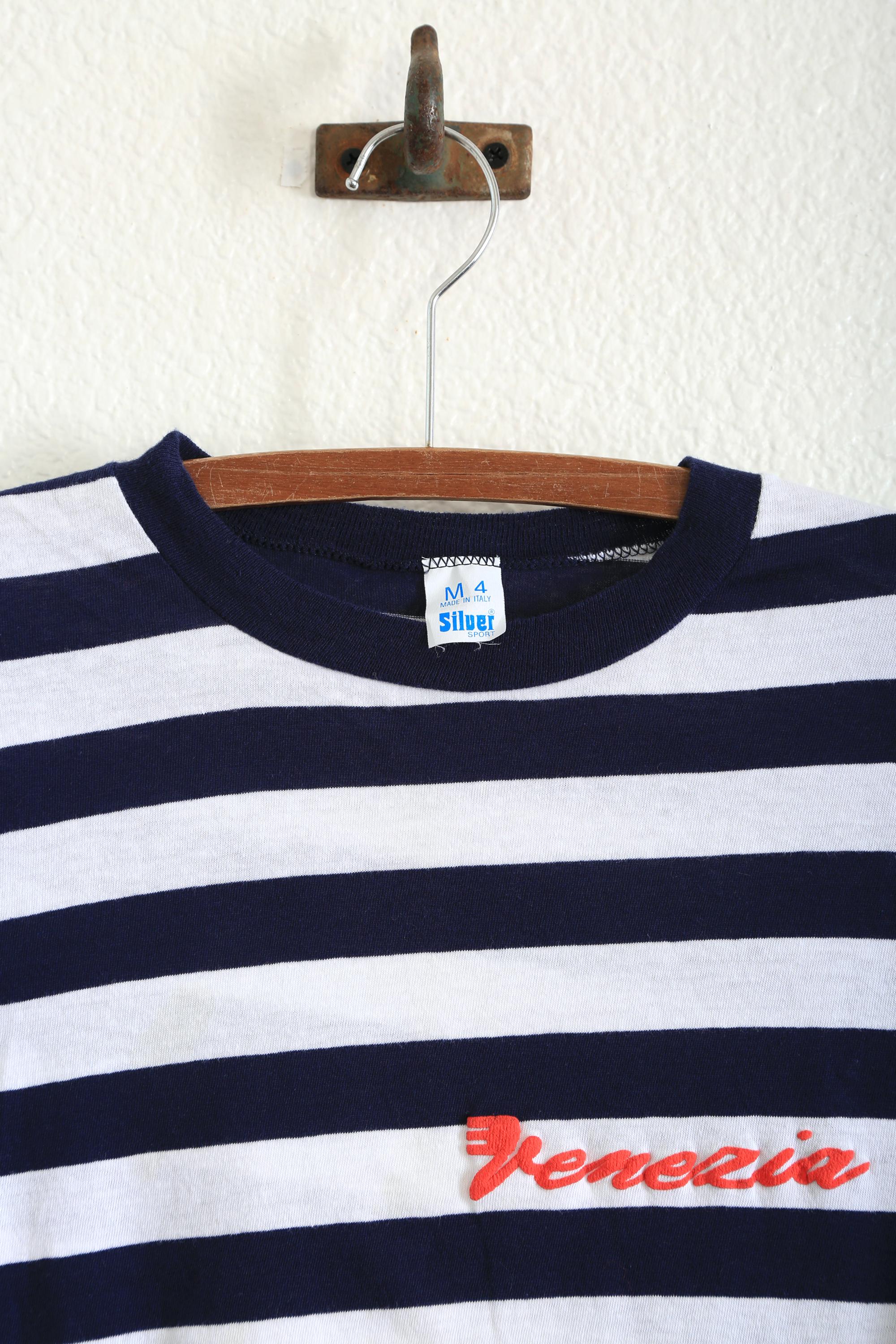 70s Venezia Italian Blue Striped Cotton T-shirt | Made in Italy - Etsy