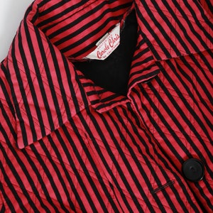 50s quilted jacket Vintage 1950s pink black striped cotton jacket 1950s Carole Chris Sanforized jacket image 2