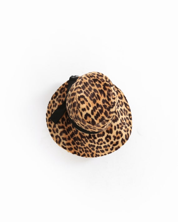Vintage 1960s faux fur leopard print hat - image 2