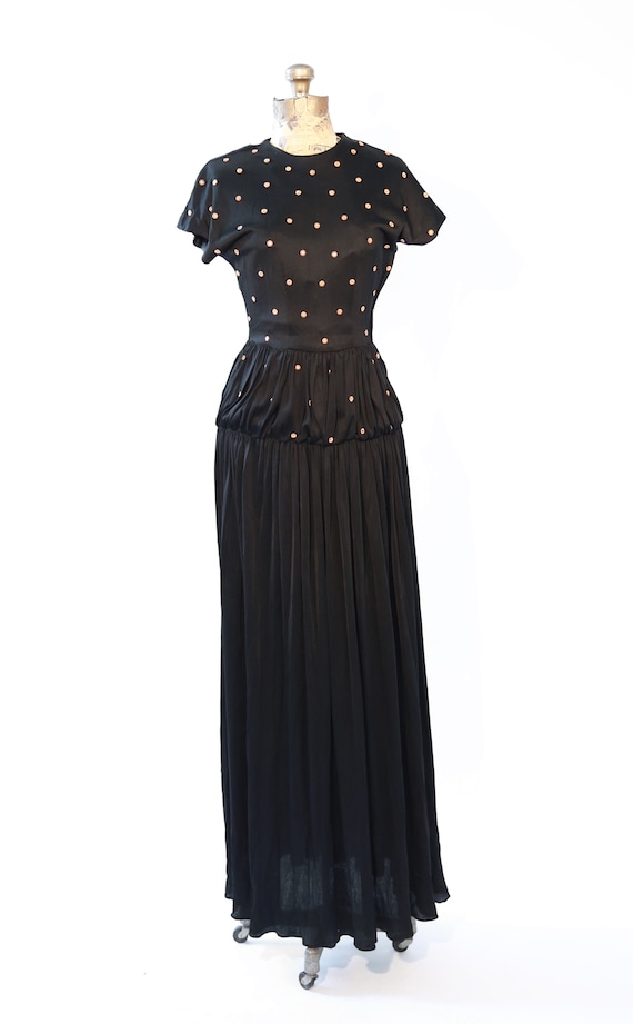 30s Antique studded gown | Vintage 30s 40s black… - image 3