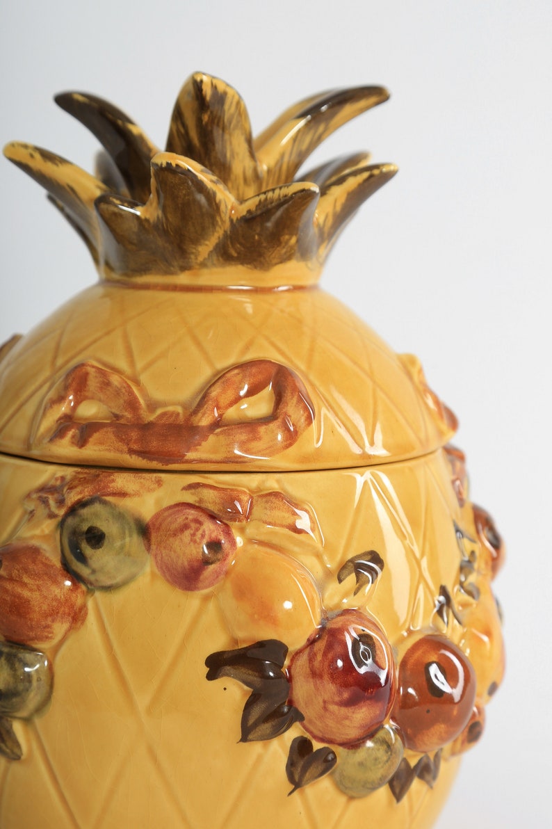 Vintage Mid century Modern ceramic pineapple cookie jar image 7