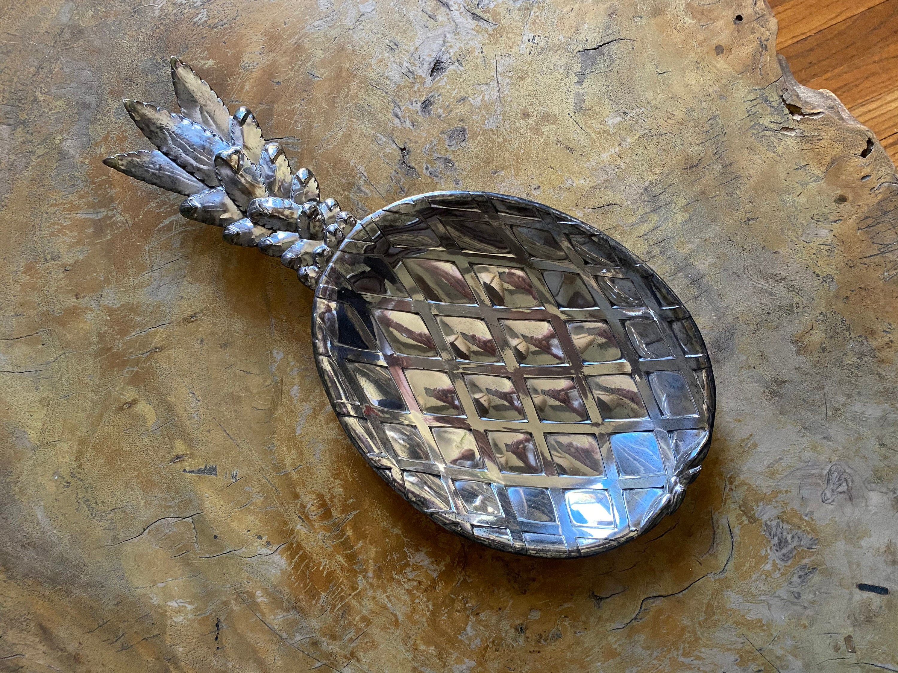 Vintage Pineapple silver serving tray catchall