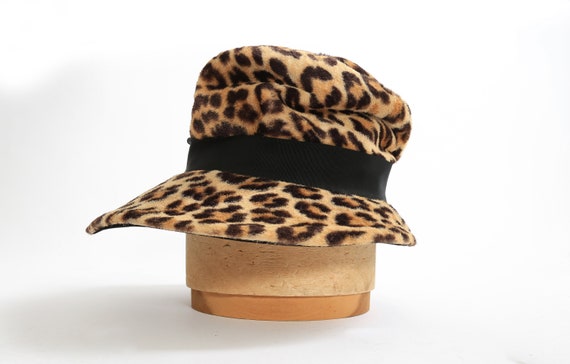 Vintage 1960s faux fur leopard print hat - image 6