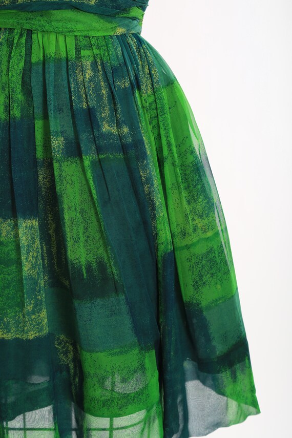 Vintage 50s green silk halter dress | 1950s Jon M… - image 5