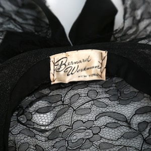 Vintage 1940s Edwardian black lace satin bow hat image 8