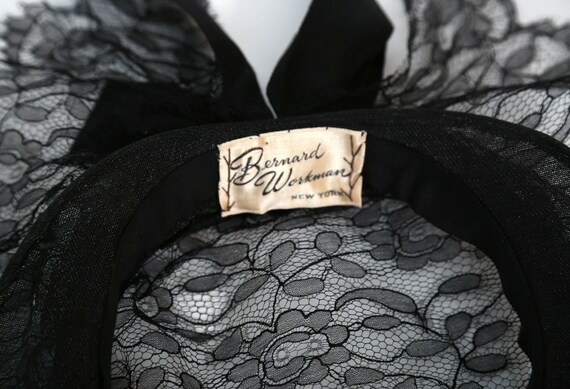 Vintage 1940s Edwardian black lace satin bow hat - image 8
